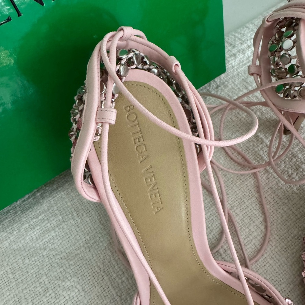 BOTTEGA VENETA Stretch Sandal Web Sparkle Camellia Size 39 - Picture 9 of 16